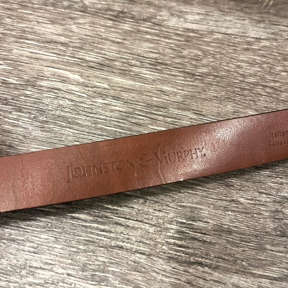 Johnston & Murphy Belt Men's 44 Black Italian Calfskin Leather